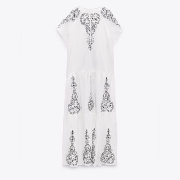 ZARA EMBROIDERED MIDI DRESS - Picture 2 of 8